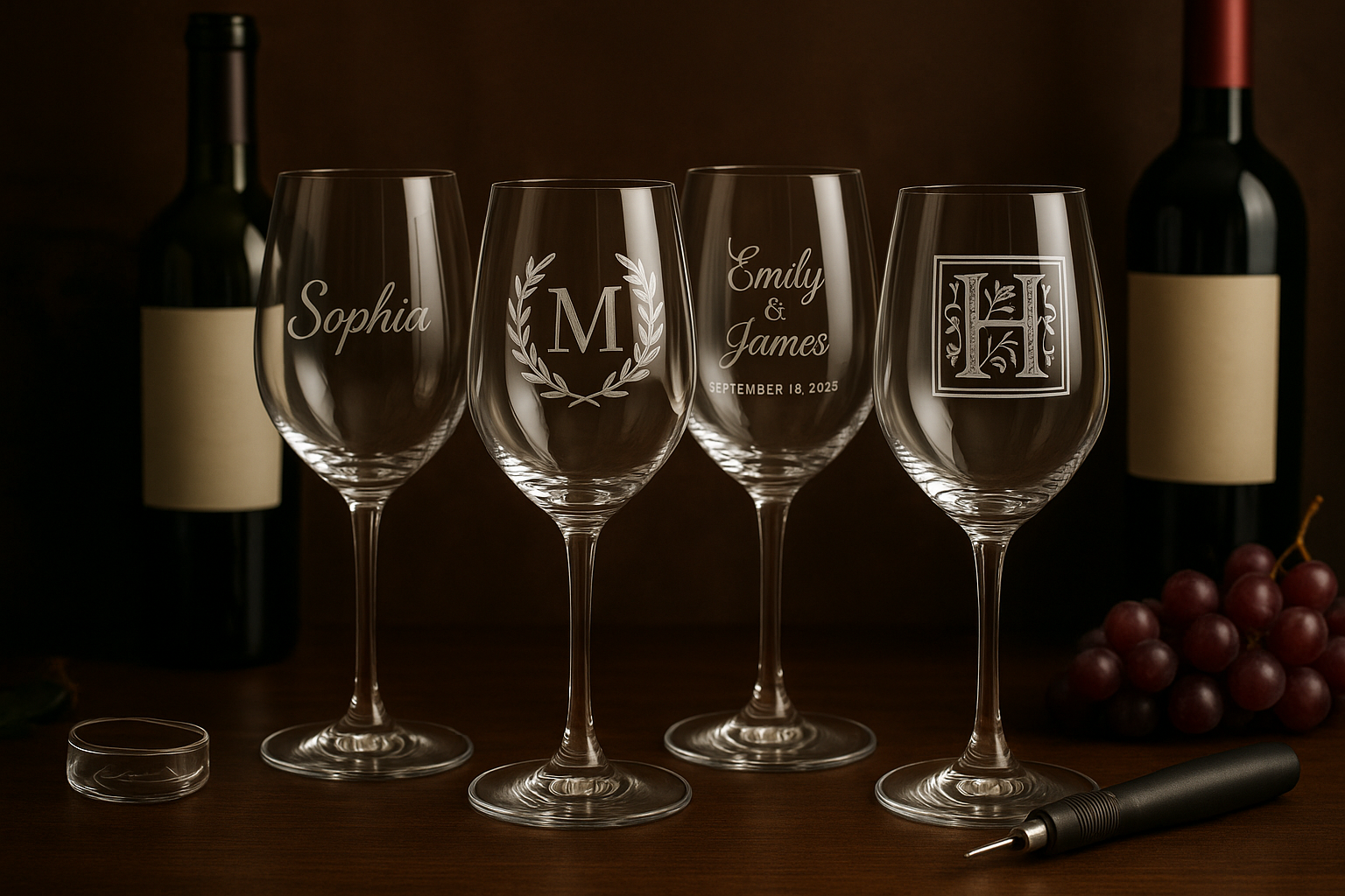 servizio di personalizzazione bicchieri di vino 